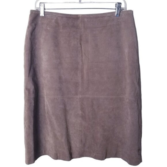 St. John's Bay Dresses & Skirts - St. John's Bay Women 12 Brown Genuine Leather Suede Fully Lined Back Zip Skirt